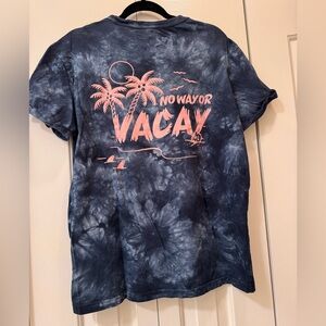 H&M Navy Tie-Dye 'VACAY' Graphic Tee with Pink Print